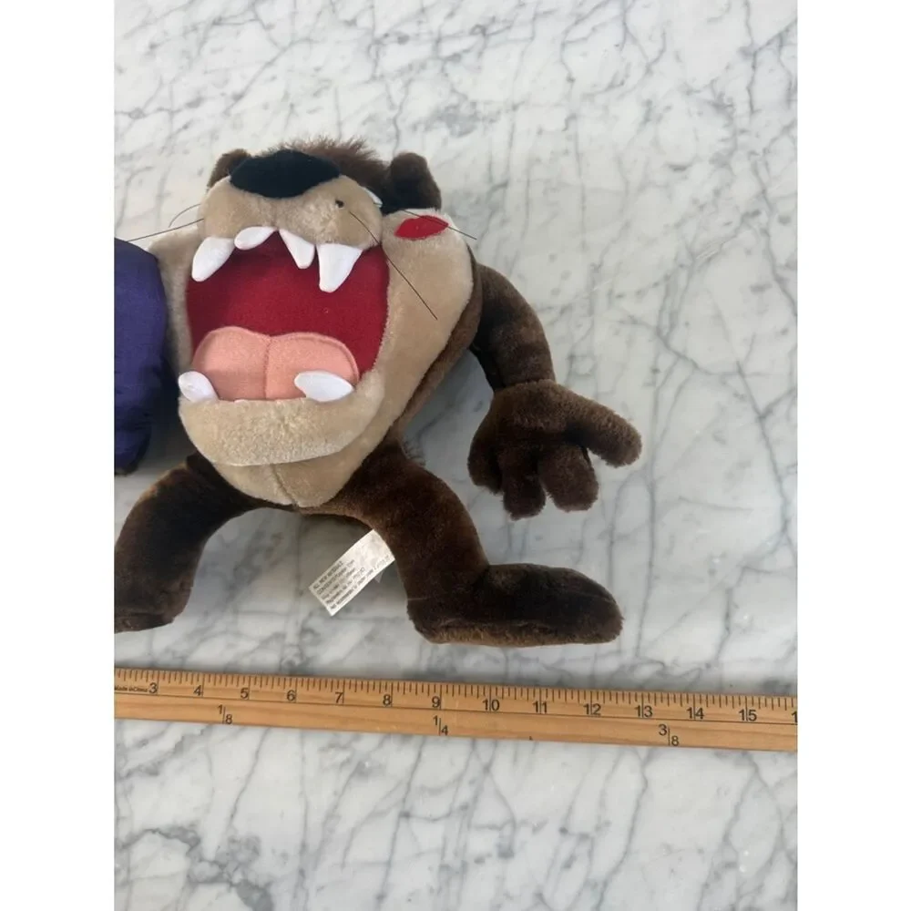 NWT 1990s Tasmanian Devil Looney Tunes Plush Purple 'Hot Stuff' Heart